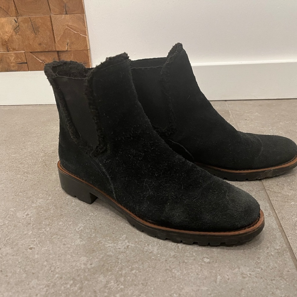 Sam Edelman Jaclyn Suede Chelsea Boots Sherpa Trim
